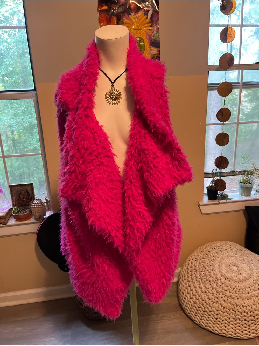Hot Pink Fuzzy Oversized Vest BohoGlam